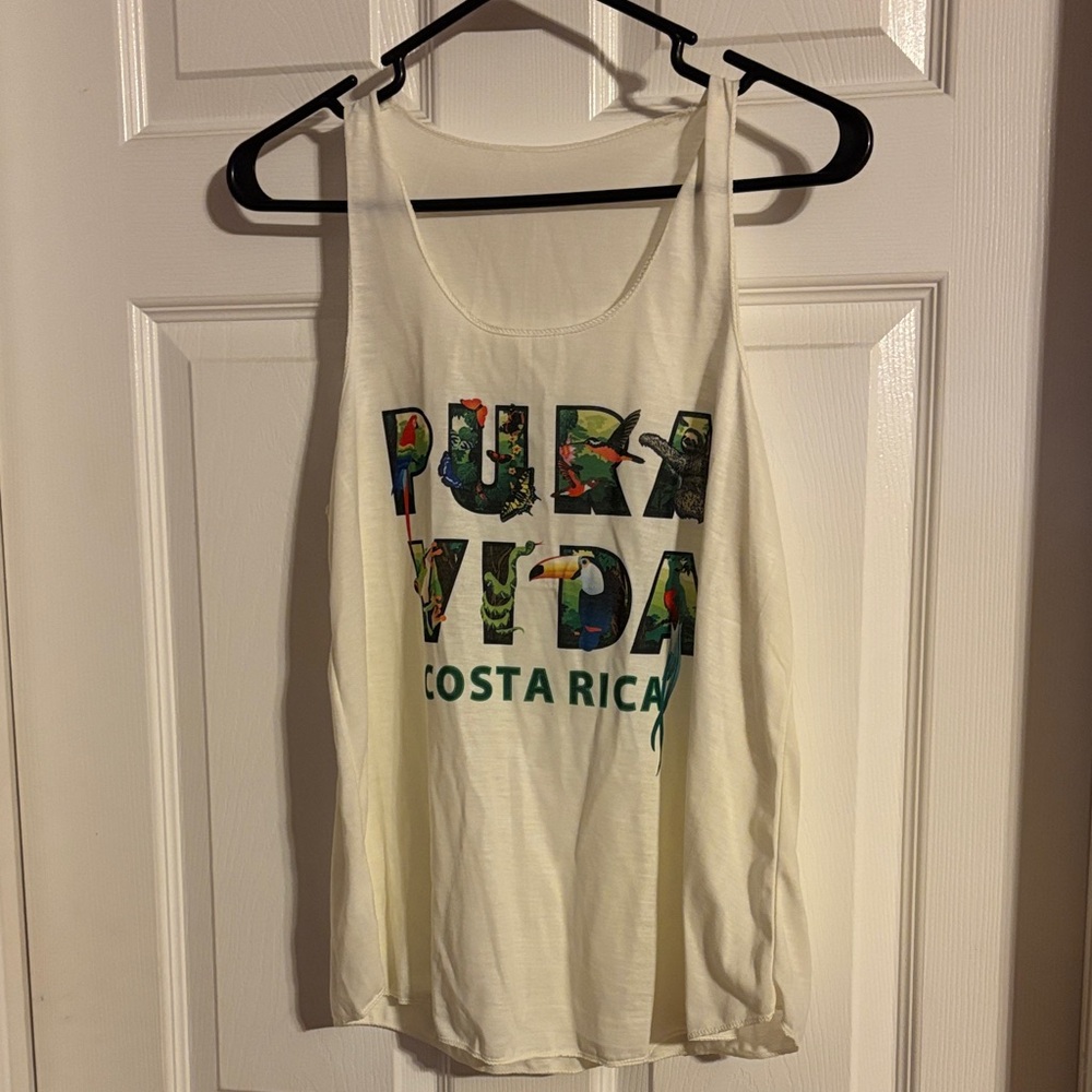 Pura Vida Costa Rica Cream Tank Top